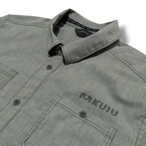 Kuiu Button Up Casual Short Sleeve Shirt Mens Large Blue Gray Excellent Shape